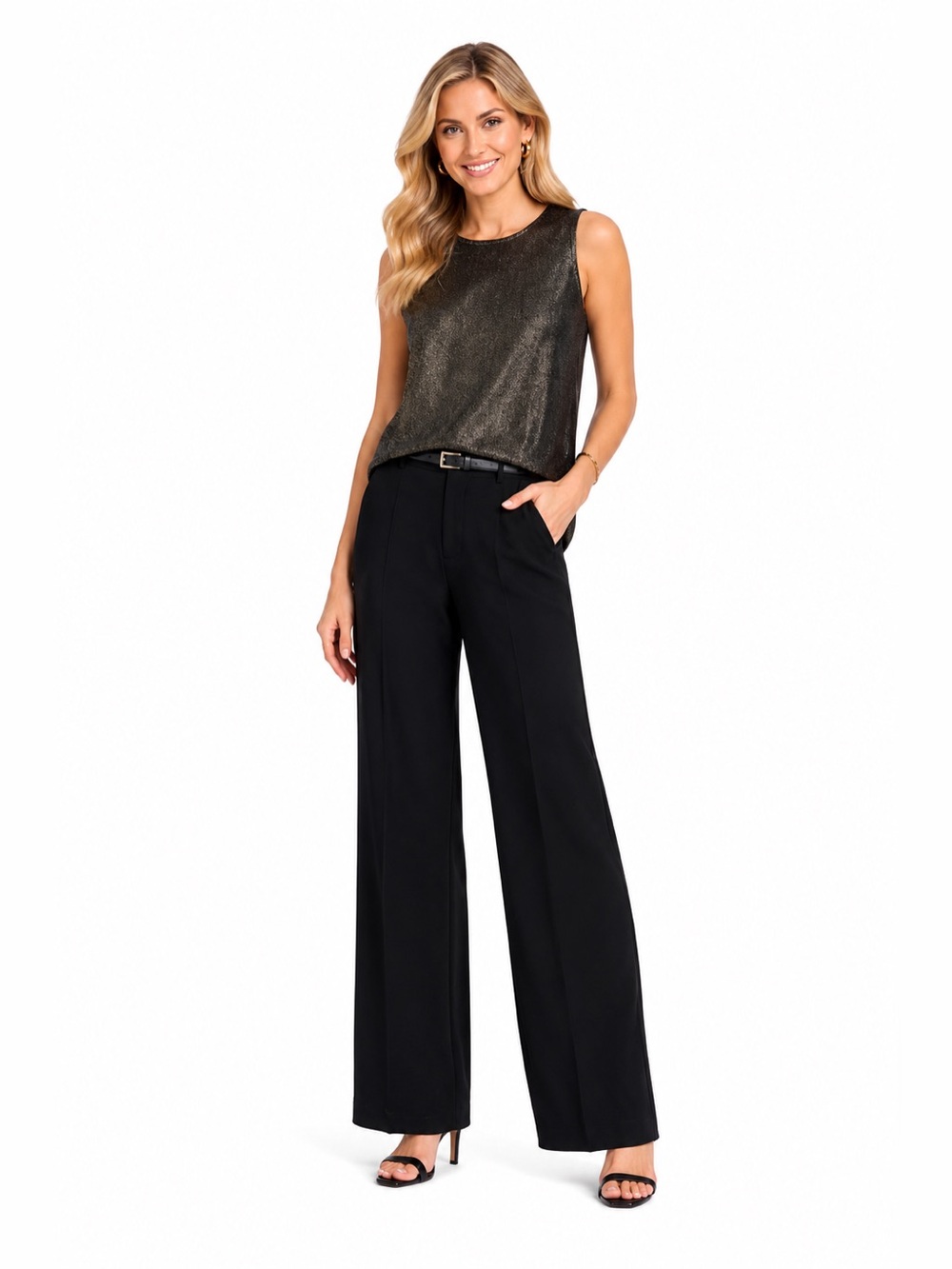 Vince Camuto Metallic Black Tank Top